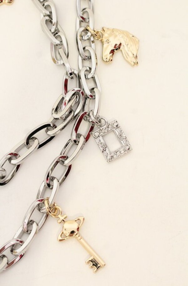 画像4: ヴィヴィアンウエストウッド 中古 / MULTI CHARM ベルト（マルチチャームベルト） シルバーｘゴールド   O-26-01-11-096-gd-YM-OS (4)