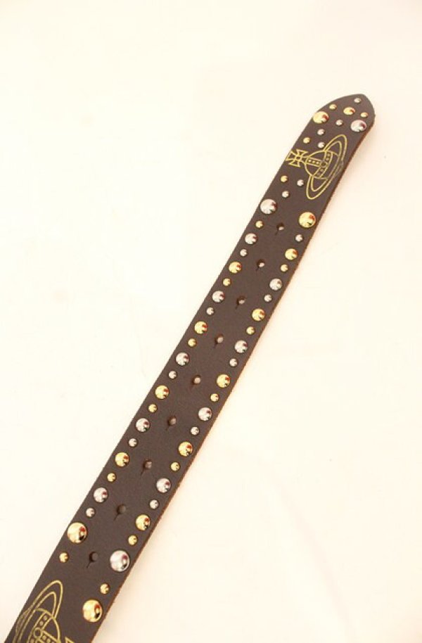 画像3: ヴィヴィアンウエストウッド 中古 / オーバルバックルスタッズベルト メンズS規格 ブラウンｘシルバー  O-26-01-11-099-gd-YM-OS (3)