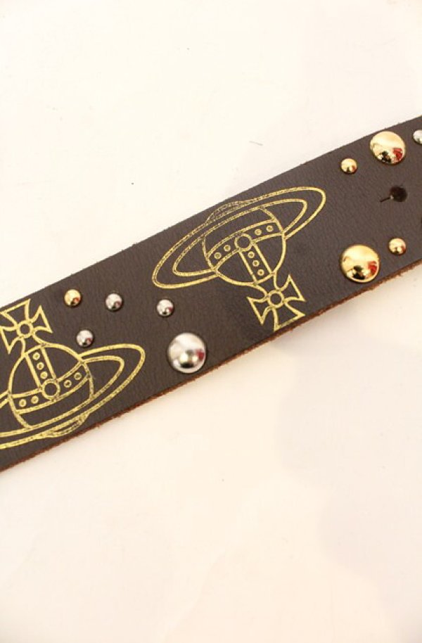 画像4: ヴィヴィアンウエストウッド 中古 / オーバルバックルスタッズベルト メンズS規格 ブラウンｘシルバー  O-26-01-11-099-gd-YM-OS (4)