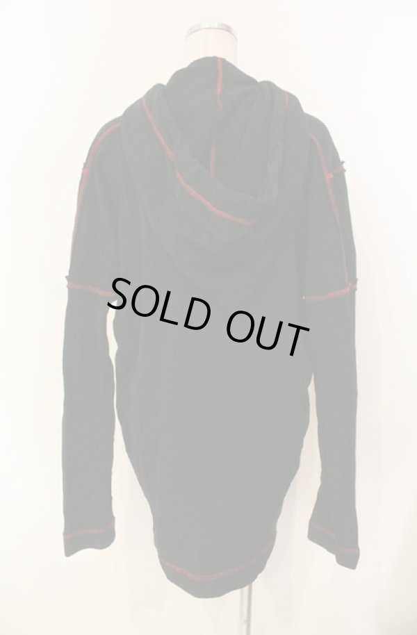 画像4: ヴィヴィアンウエストウッド 中古 / ワッフルフーディー　パーカー 00 ブラックｘレッド  O-26-01-11-009-to-YM-ZY (4)