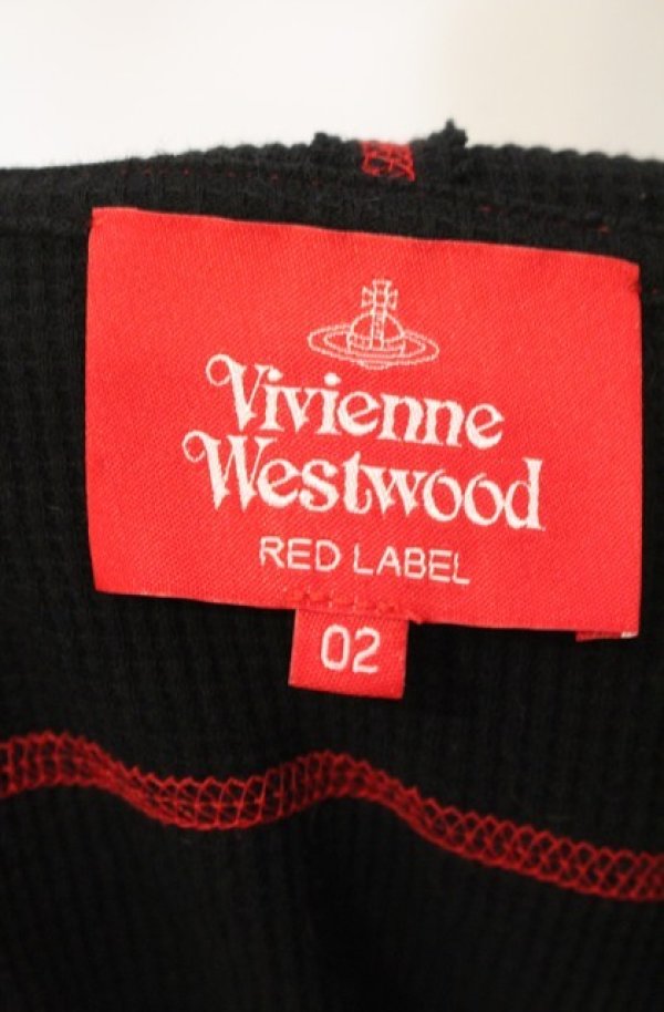 画像5: ヴィヴィアンウエストウッド 中古 / ワッフルフーディー　パーカー 00 ブラックｘレッド  O-26-01-11-009-to-YM-OS (5)