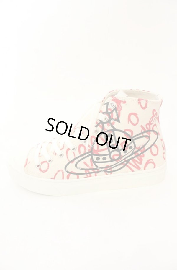 画像4: ヴィヴィアンウエストウッド 中古 / PLIMSOLL HIGH TOPスニーカー（プリムソールハイトップ） 38（24cm） アイボリーｘレッド  O-26-01-11-104-sh-YM-ZH (4)