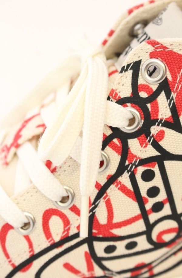 画像5: ヴィヴィアンウエストウッド 中古 / PLIMSOLL HIGH TOPスニーカー（プリムソールハイトップ） 38（24cm） アイボリーｘレッド  O-26-01-11-104-sh-YM-OS (5)