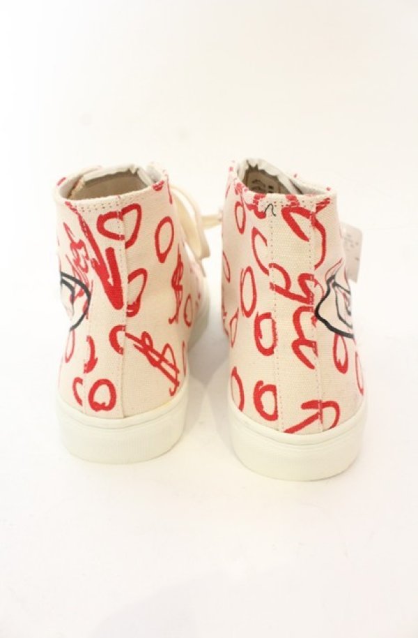 画像6: ヴィヴィアンウエストウッド 中古 / PLIMSOLL HIGH TOPスニーカー（プリムソールハイトップ） 38（24cm） アイボリーｘレッド  O-26-01-11-104-sh-YM-OS (6)