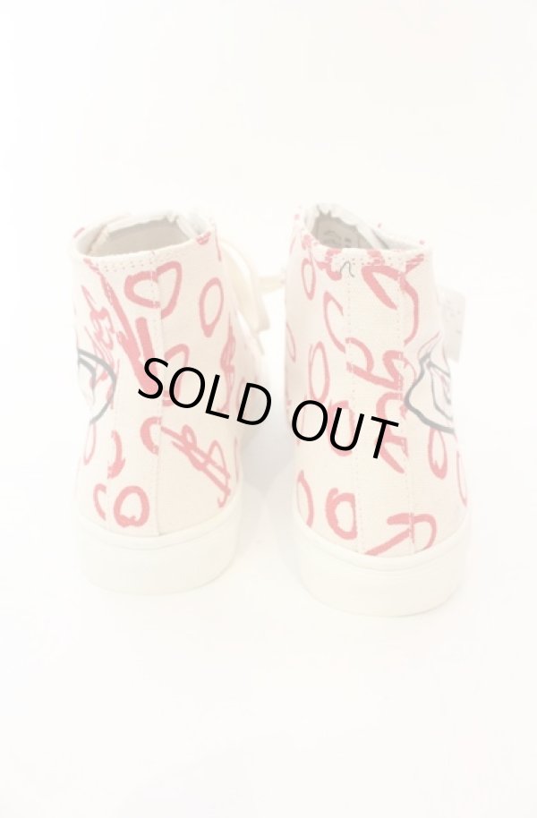 画像6: ヴィヴィアンウエストウッド 中古 / PLIMSOLL HIGH TOPスニーカー（プリムソールハイトップ） 38（24cm） アイボリーｘレッド  O-26-01-11-104-sh-YM-ZH (6)