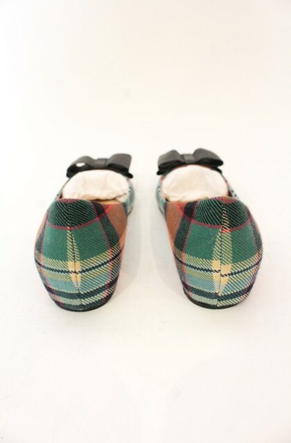 画像5: ヴィヴィアンウエストウッド 中古 / TARTAN FLAT SHOE（タータンフラットシューズ） 38（24cm） グリーン  O-26-01-11-106-sh-YM-OS (5)