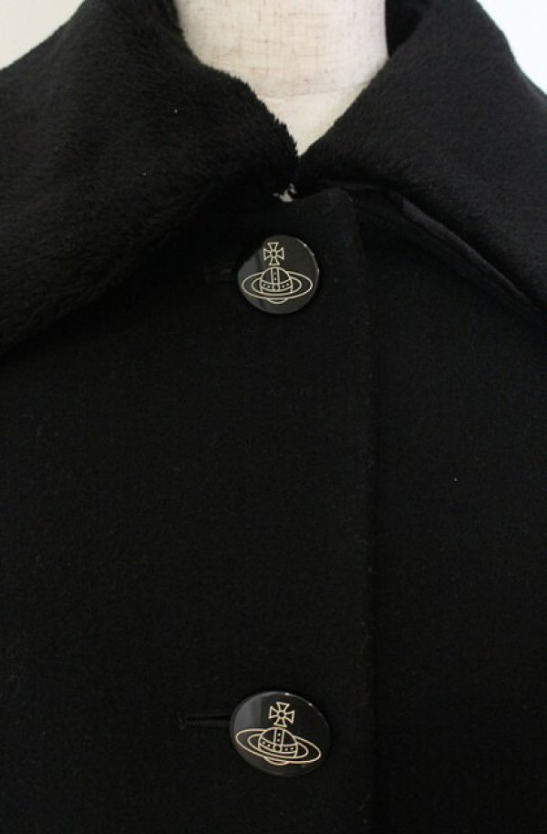 画像2: ヴィヴィアンウエストウッド 中古 / ファー襟Aラインコート 2 ブラック  O-26-01-11-002-co-IG-OS (2)