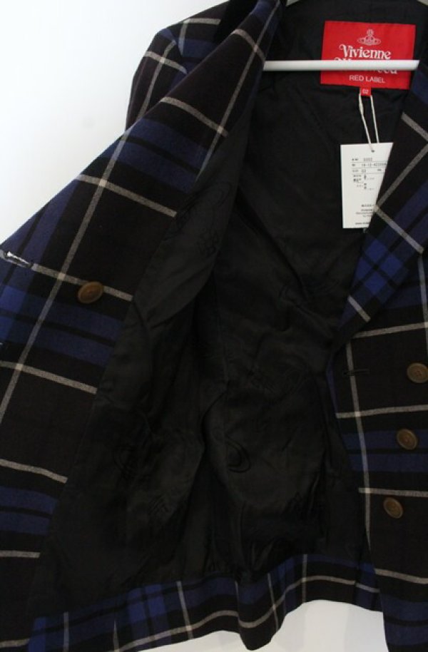 画像3: ヴィヴィアンウエストウッド 中古 / TARTAN CHECKジャケット 2 ブルー  O-26-01-25-002-jc-YM-OS (3)