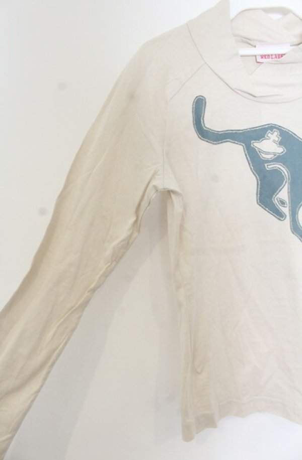 画像2: ヴィヴィアンウエストウッド 中古 / キャットパッチ変形襟カットソー 3 アイボリー  O-26-01-25-024-to-YM-OS (2)