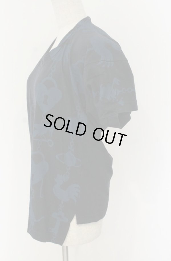 画像2: ヴィヴィアンウエストウッド 中古 / チャームプリント半袖カットソー 1 ブルーｘブラック  O-26-01-25-026-to-YM-OS (2)