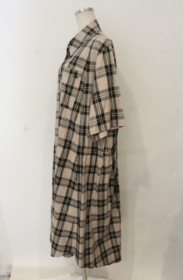 画像2: ヴィヴィアンウエストウッド 中古 / ウエストマークチェックワンピース 2 ベージュ×ブラック  O-26-01-25-035-op-IG-OS (2)