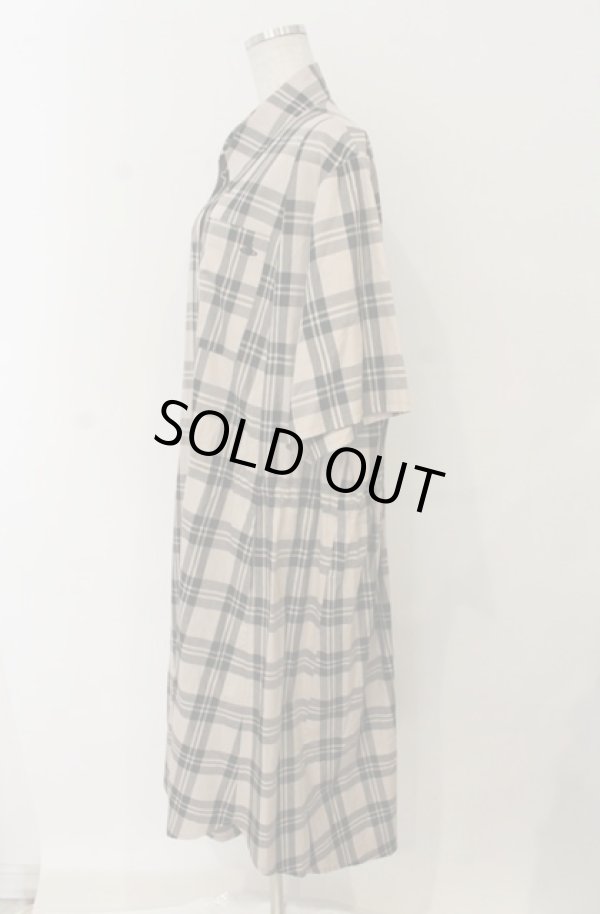 画像2: ヴィヴィアンウエストウッド 中古 / ウエストマークチェックワンピース 2 ベージュ×ブラック  O-26-01-25-035-op-IG-OS (2)