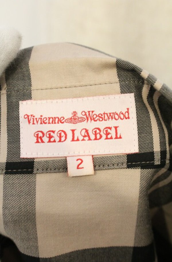 画像4: ヴィヴィアンウエストウッド 中古 / ウエストマークチェックワンピース 2 ベージュ×ブラック  O-26-01-25-035-op-IG-OS (4)