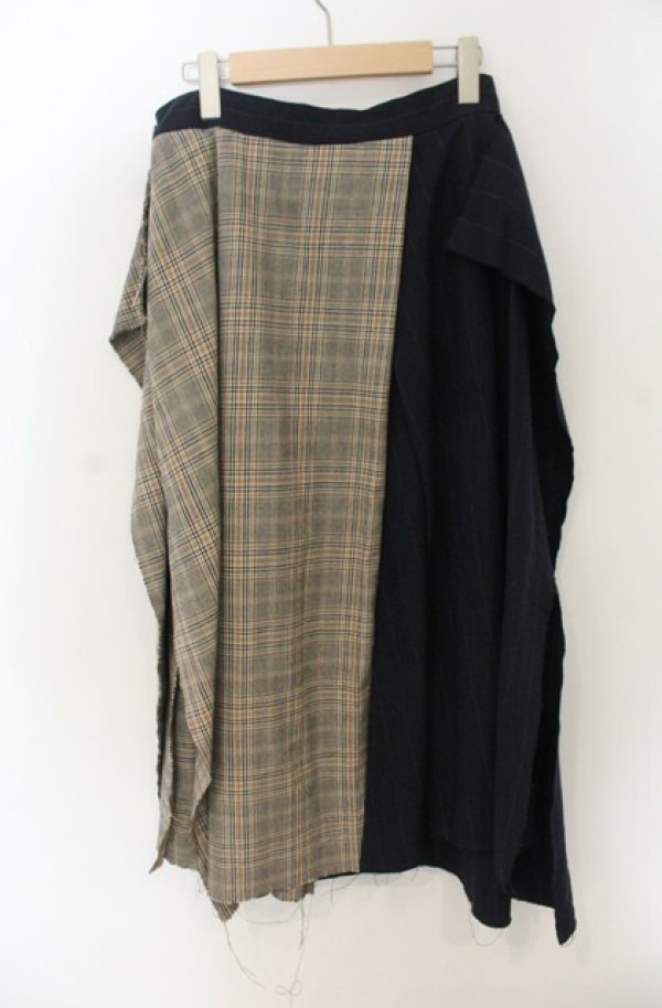 画像3: ヴィヴィアンウエストウッド 中古 / カットオフ切リ替エスカート L ネイビーｘブラウン  O-26-01-25-040-sk-YM-OS (3)