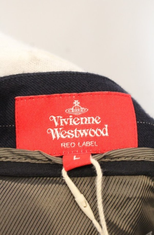 画像4: ヴィヴィアンウエストウッド 中古 / カットオフ切リ替エスカート L ネイビーｘブラウン  O-26-01-25-040-sk-YM-OS (4)