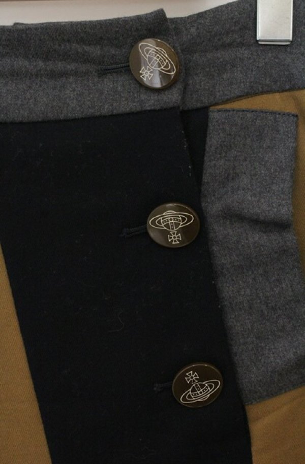 画像2: ヴィヴィアンウエストウッド 中古 / パッチワークウールスカート 3 マルチ  O-26-01-25-041-sk-YM-OS (2)