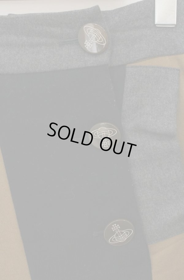 画像2: ヴィヴィアンウエストウッド 中古 / パッチワークウールスカート 3 マルチ  O-26-01-25-041-sk-YM-OS (2)