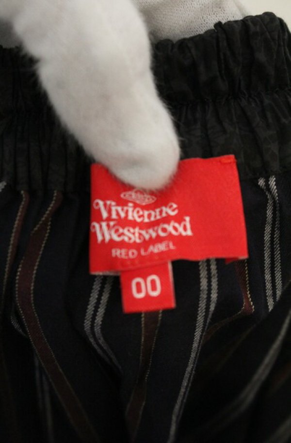 画像4: ヴィヴィアンウエストウッド 中古 / ブロッキングストライプスカート 00 ネイビー  O-26-01-25-043-sk-YM-OS (4)