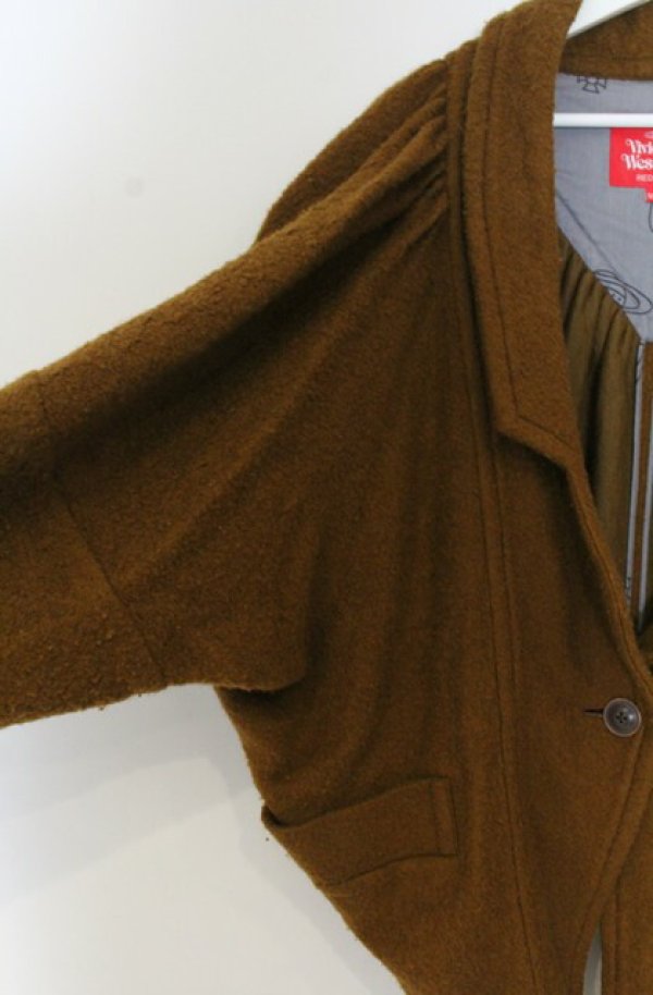 画像2: ヴィヴィアンウエストウッド 中古 / ドロップウールオーバーサイズジャケット O/S ブラウン  O-26-01-25-004-jc-YM-OS (2)