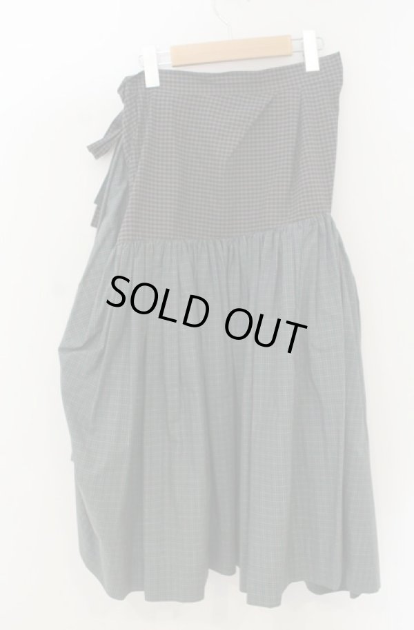 画像2: ヴィヴィアンウエストウッド 中古 / マイクロチェックブロッキングレクタングルギャザースカート 02 グリーン系  O-26-01-25-046-sk-IG-OS (2)