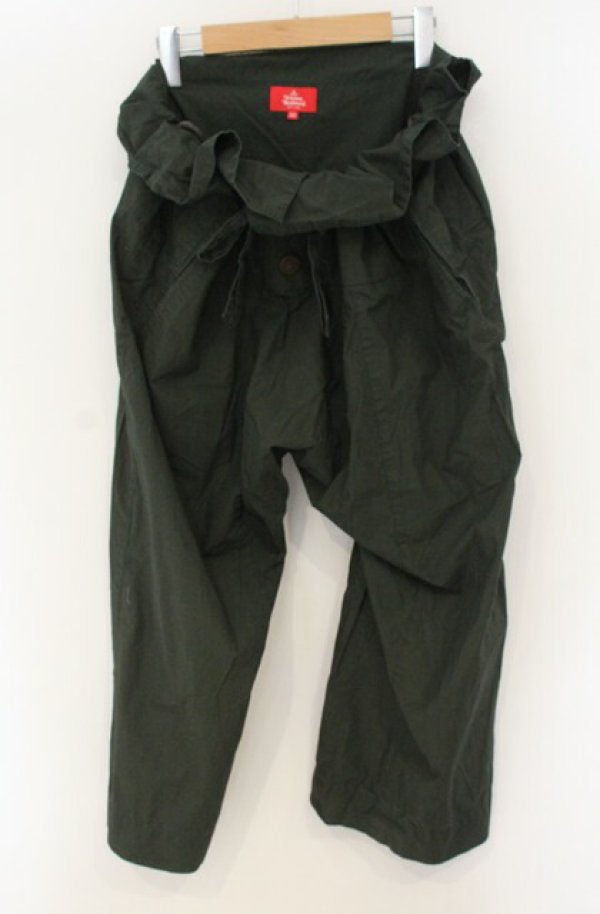 画像2: ヴィヴィアンウエストウッド 中古 / ハイウエストコットンパンツ 00 カーキ  O-26-01-25-055-pa-YM-OS (2)
