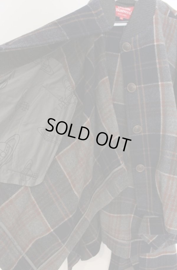 画像5: ヴィヴィアンウエストウッド 中古 / タータンケープコート 00 ネイビーｘグレー  O-26-01-25-005-co-YM-OS (5)