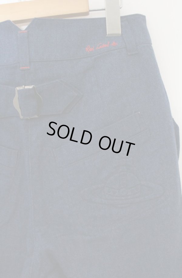 画像4: ヴィヴィアンウエストウッド 中古 / エンボスオーブコットンパンツ 2 ブルー  O-26-01-25-058-pa-YM-OS (4)