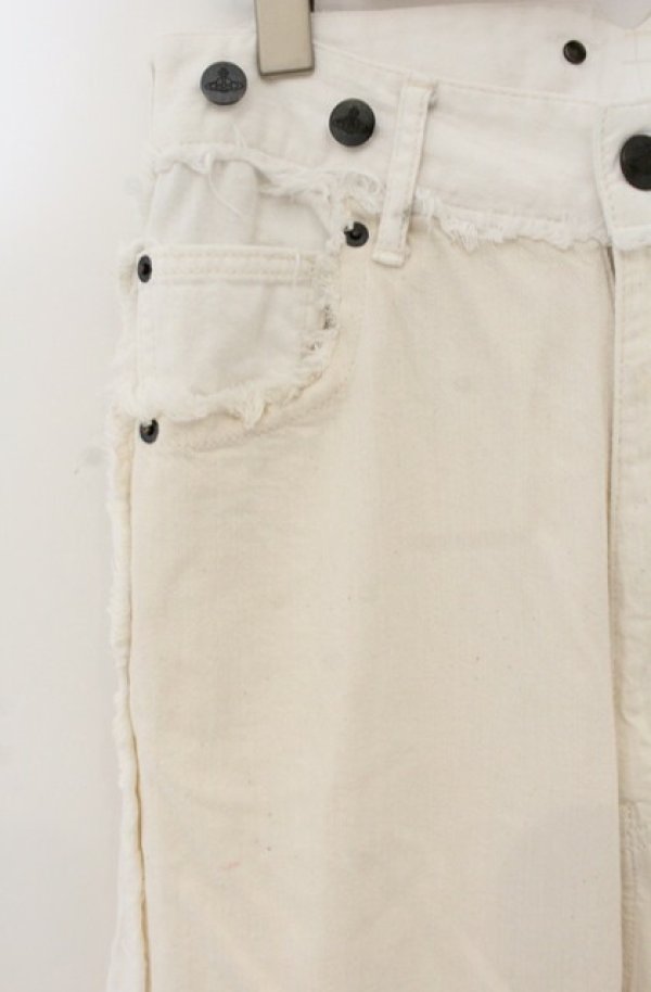 画像2: ヴィヴィアンウエストウッド 中古 / ローエッジデニムバナナトラウザーズパンツ 01 ホワイトｘアイボリー  O-26-01-25-060-pa-YM-OS (2)