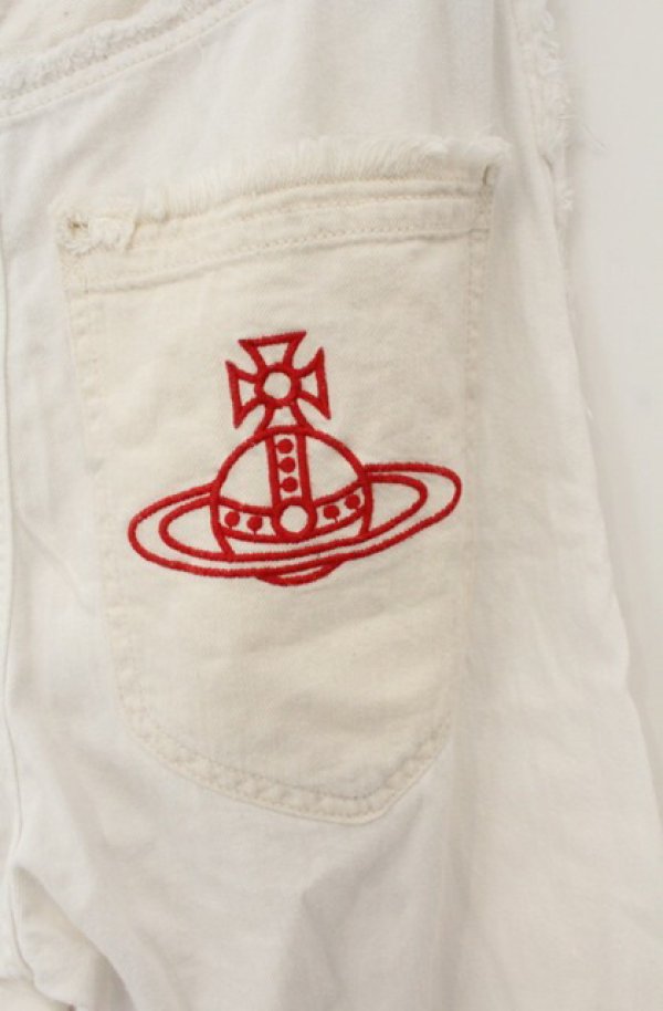 画像4: ヴィヴィアンウエストウッド 中古 / ローエッジデニムバナナトラウザーズパンツ 01 ホワイトｘアイボリー  O-26-01-25-060-pa-YM-OS (4)