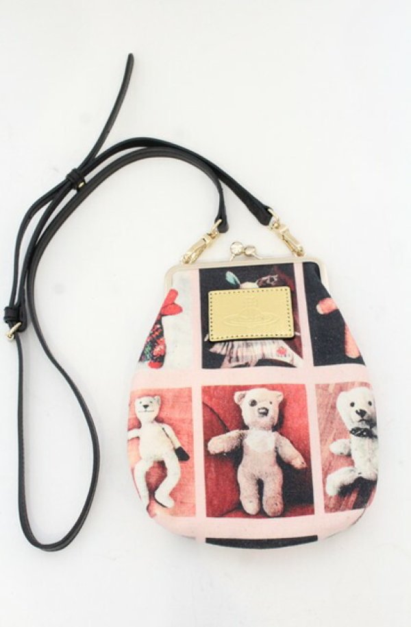 画像2: ヴィヴィアンウエストウッド 中古 / CANVAS TEDDIES PEGGY CROSSBODY ポーチ（キャンバステディ ペギークロスボディ）  ピンク×マルチ  O-26-01-25-066-ba-IG-OS (2)