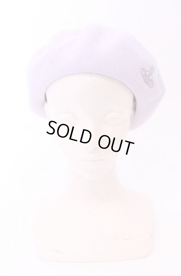 画像2: ヴィヴィアンウエストウッド 中古 / オーブ刺繍バスクベレー帽 M~S ラベンダー  O-26-01-25-069-ha-IG-OS (2)