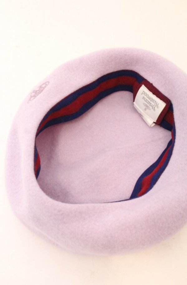 画像4: ヴィヴィアンウエストウッド 中古 / オーブ刺繍バスクベレー帽 M~S ラベンダー  O-26-01-25-069-ha-IG-OS (4)