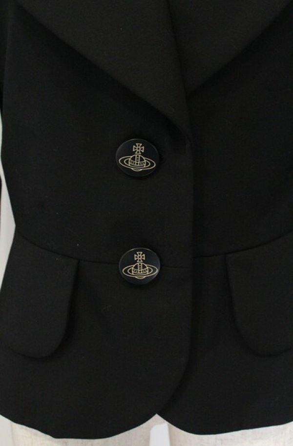 画像2: ヴィヴィアンウエストウッド 中古 / ウールギャバ ラブジャケット 02 ブラック  O-26-01-25-011-jc-YM-OS (2)