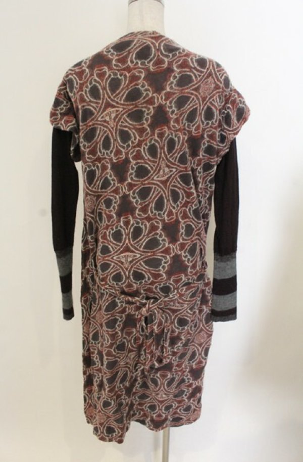 画像3: ヴィヴィアンウエストウッド 中古 / 切リ替エジャガードニットワンピース 2 ワイン  O-26-01-25-016-op-YM-OS (3)