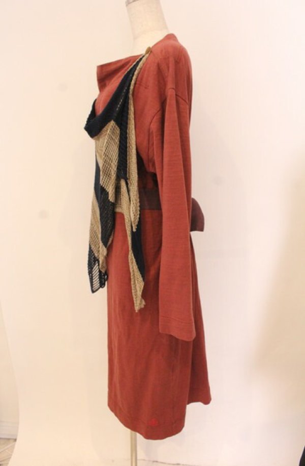 画像2: ヴィヴィアンウエストウッド 中古 / レイヤーニットワンピース 00 レンガ  O-26-01-25-017-op-YM-OS (2)