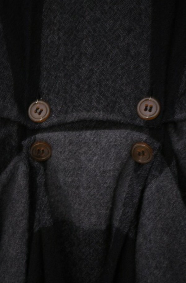 画像4: ヴィヴィアンウエストウッド MAN 中古 / ウールチェックロングシャツ 48 ブラックｘグレー  O-26-02-15-002-bl-YM-OS (4)