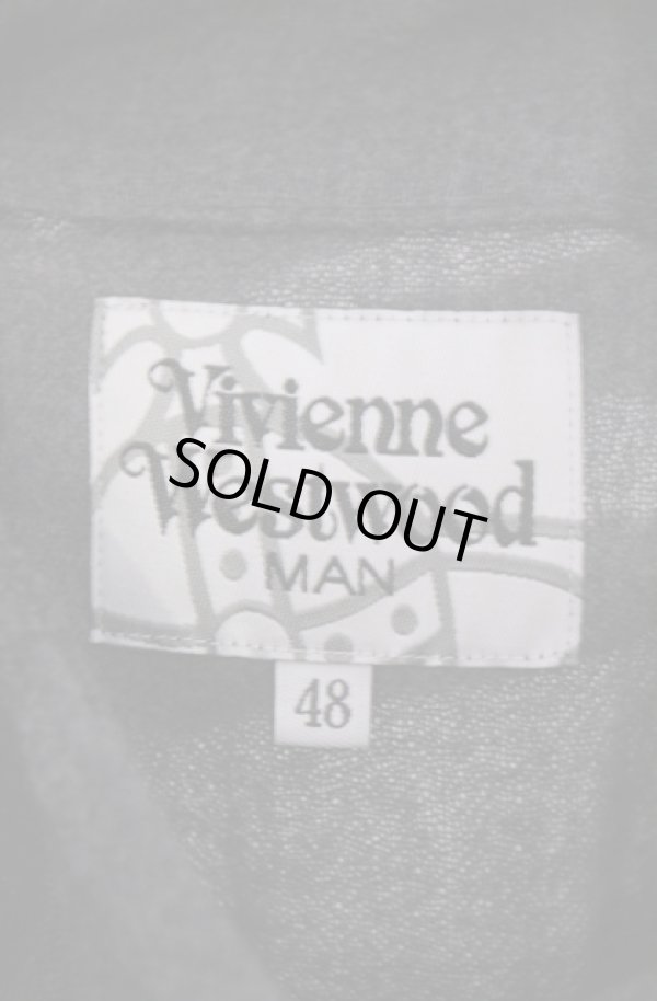 画像5: ヴィヴィアンウエストウッド MAN 中古 / ウールチェックロングシャツ 48 ブラックｘグレー  O-26-02-15-002-bl-YM-OS (5)