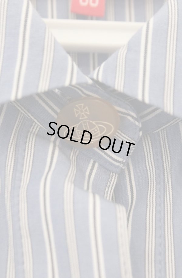 画像2: ヴィヴィアンウエストウッド 中古 / ストライプシャツスモッキングドレス 00 サックス  O-26-02-15-030-op-YM-OS (2)