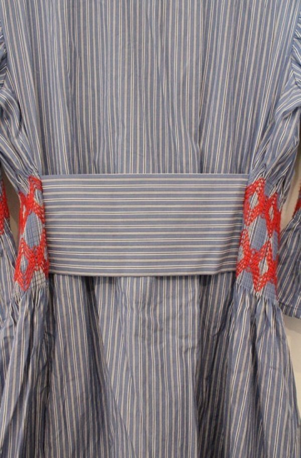 画像5: ヴィヴィアンウエストウッド 中古 / ストライプシャツスモッキングドレス 00 サックス  O-26-02-15-030-op-YM-OS (5)