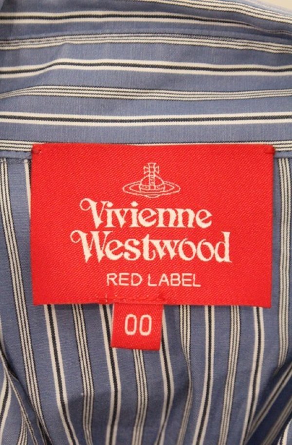 画像6: ヴィヴィアンウエストウッド 中古 / ストライプシャツスモッキングドレス 00 サックス  O-26-02-15-030-op-YM-OS (6)
