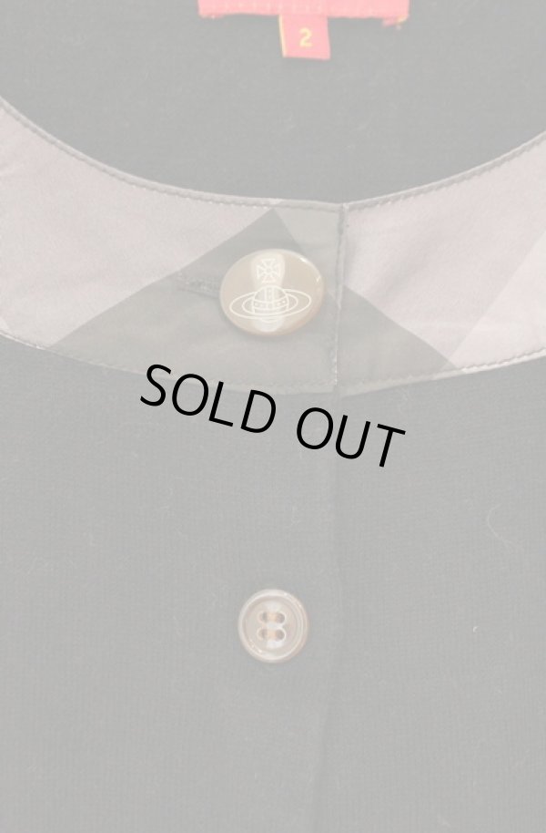 画像2: ヴィヴィアンウエストウッド 中古 / 切リ替エチェックカーディガン 2 ブラック  O-26-02-15-036-to-IG-OS (2)