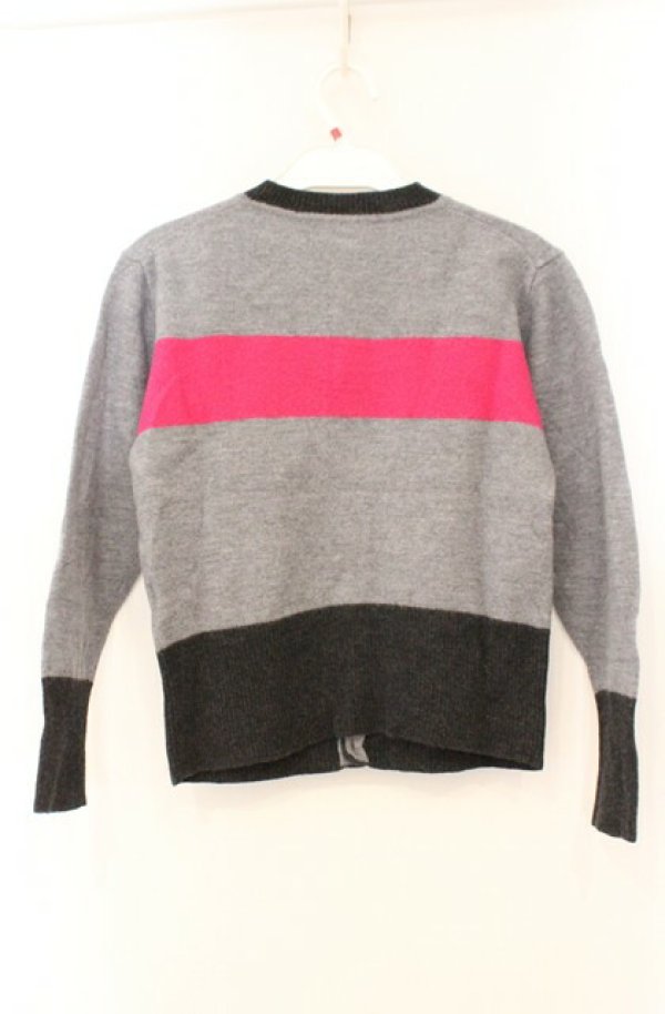 画像4: ANGLOMANIA 中古 / カットラスオーブ刺繍ラインカーディガン  グレー  O-26-02-15-037-to-IG-OS (4)