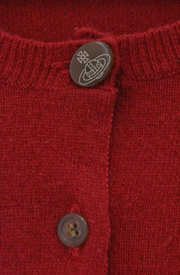 画像2: ヴィヴィアンウエストウッド 中古 / 単色オーブラウンドネックカーディガン 2 レッド  O-26-02-15-039-to-YM-OS (2)