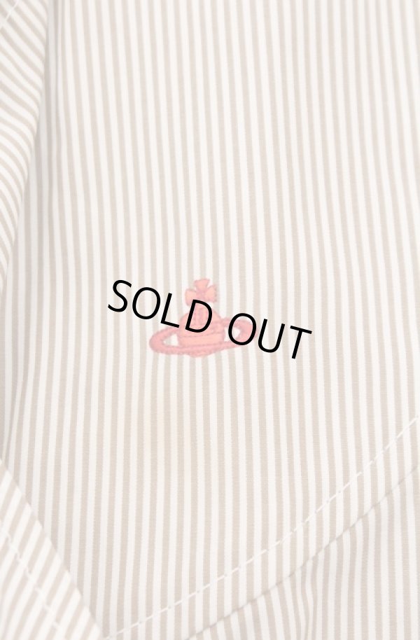 画像3: ヴィヴィアンウエストウッド 中古 / 単色オーブ刺繍ストライプボウタイブラウス 2 ベージュ系  O-26-02-15-043-bl-IG-OS (3)