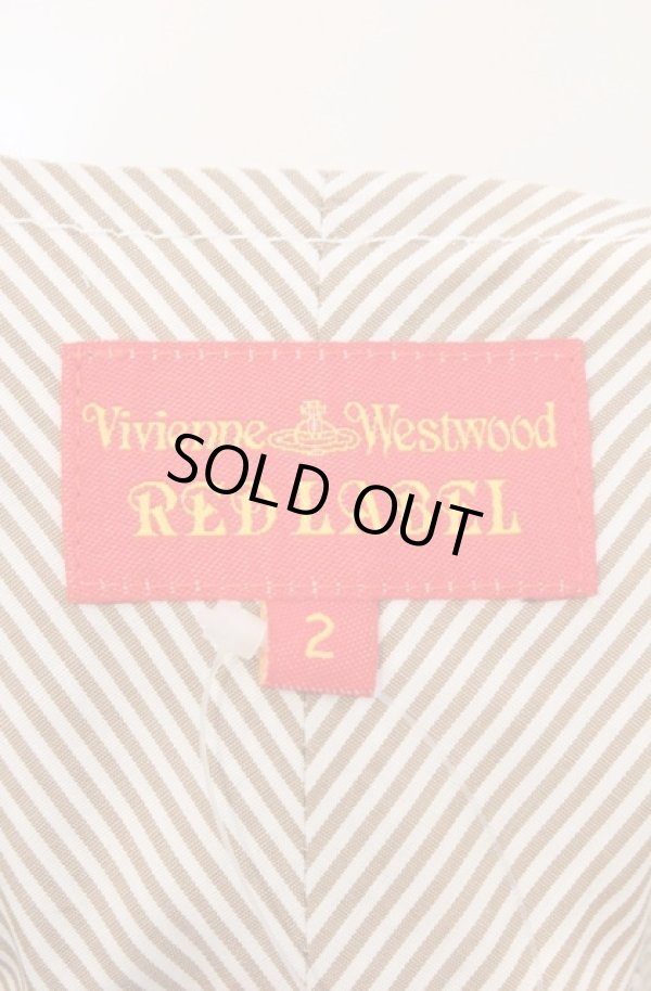 画像6: ヴィヴィアンウエストウッド 中古 / 単色オーブ刺繍ストライプボウタイブラウス 2 ベージュ系  O-26-02-15-043-bl-IG-OS (6)