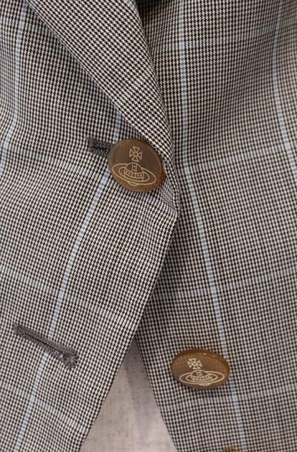 画像2: ヴィヴィアンウエストウッド 中古 / チェックテーラードジャケット 38 グレー  O-26-02-15-047-jc-YM-OS (2)