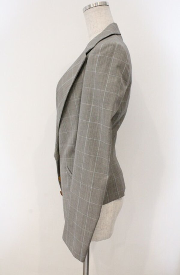 画像3: ヴィヴィアンウエストウッド 中古 / チェックテーラードジャケット 38 グレー  O-26-02-15-047-jc-YM-OS (3)