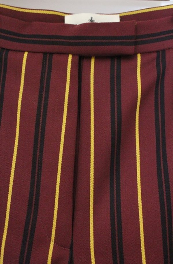 画像2: ANGLOMANIA 中古 / ストライプキュロット 38 ワイン  O-26-02-15-062-pa-IG-OS (2)