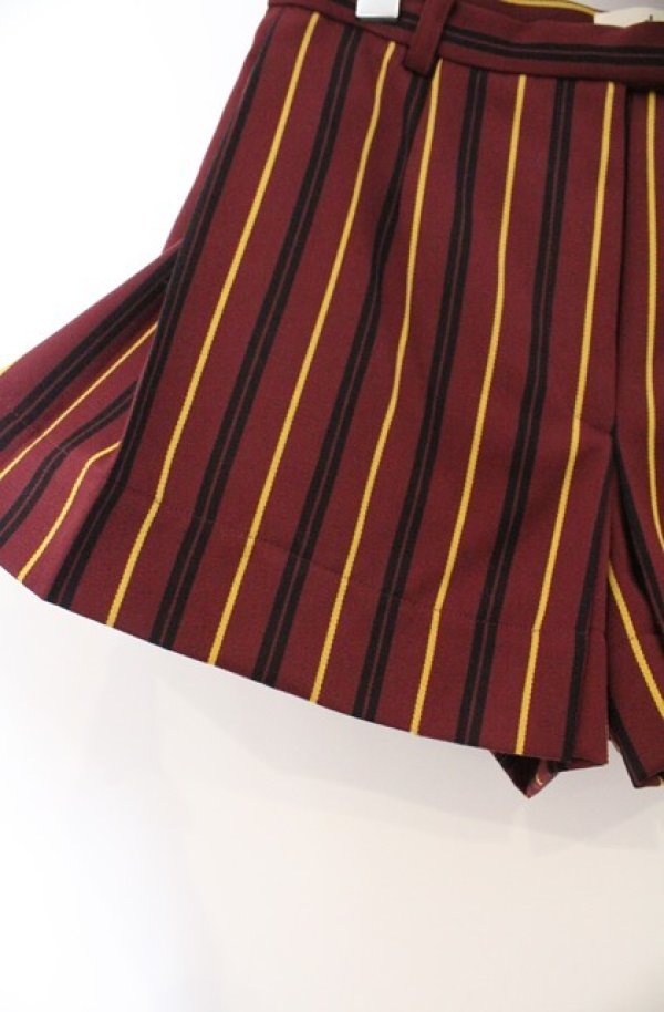 画像3: ANGLOMANIA 中古 / ストライプキュロット 38 ワイン  O-26-02-15-062-pa-IG-OS (3)