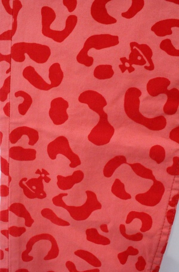 画像3: ヴィヴィアンウエストウッド 中古 / レオパードジャガードサブリパンツ 2 朱色  O-26-02-15-063-pa-IG-OS (3)